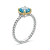 Thumbnail Image 2 of 7.0mm Swiss Blue Topaz Solitaire Rope-Textured Frame and Shank Ring in Sterling Silver and 10K Gold