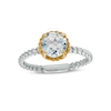Thumbnail Image 0 of 7.0mm Aquamarine Solitaire Rope-Textured Frame and Shank Ring in Sterling Silver and 10K Gold