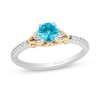 Thumbnail Image 0 of Enchanted Disney Jasmine Swiss Blue Topaz and 1/10 CT. T.W. Diamond Ring in Sterling Silver and 10K Gold