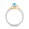Thumbnail Image 2 of Enchanted Disney Jasmine Swiss Blue Topaz and 1/10 CT. T.W. Diamond Ring in Sterling Silver and 10K Gold