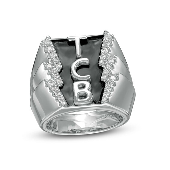 kwaadheid de vrije loop geven regenval jongen Elvis Presley Collection Men's 1/2 CT. T.W. Diamond and Black Enamel "TCB" with Lightning Bolt Ring in 10K White Gold | Zales kwaadheid de vrije loop geven regenval jongen Elvis Presley Collection Men's 1/2 CT. T.W. Diamond and Black Enamel "TCB" with Lightning Bolt Ring in 10K White Gold | Zales