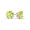 Thumbnail Image 0 of 6.0mm Peridot Solitaire Rope-Textured Frame Stud Earrings in Sterling Silver and 10K Gold