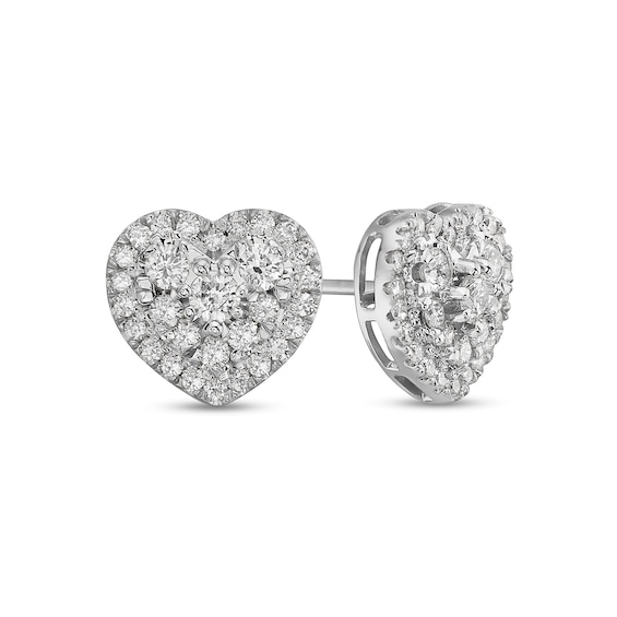 0.50 Cttw Diamond Cluster Stud Earring in 10K White Gold 