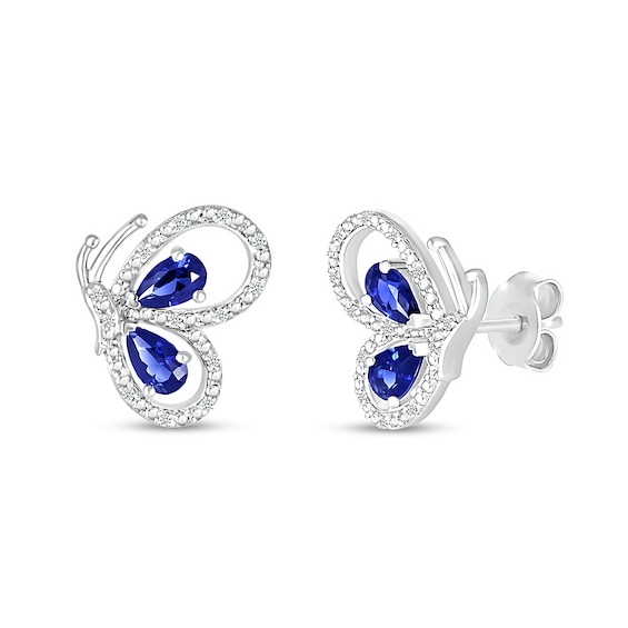 Sterling Silver 1.26 cttw Genuine Natural Sapphire Flower Cluster Earrings