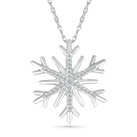 Sterling Silver Rhodium Plated Synthetic CZ Snowflake Pendant & Pin Sterling Silver Rhodium Plated Synthetic CZ Snowflake Pendant & Pin