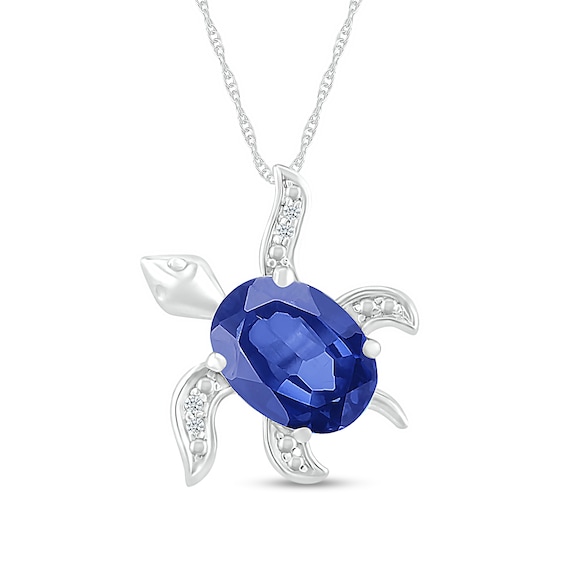 Sterling Silver Synthetic Blue Opal Turtle Oval Pendant Sterling Silver Synthetic Blue Opal Turtle Oval Pendant