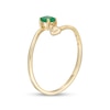 Thumbnail Image 2 of 4.0mm Emerald and Polished Heart Open Wrap Ring in 10K Gold
