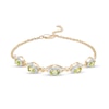 Thumbnail Image 0 of Oval Peridot and Diamond Accent Twist Five Stone Bracelet in 10K Gold – 8.0"