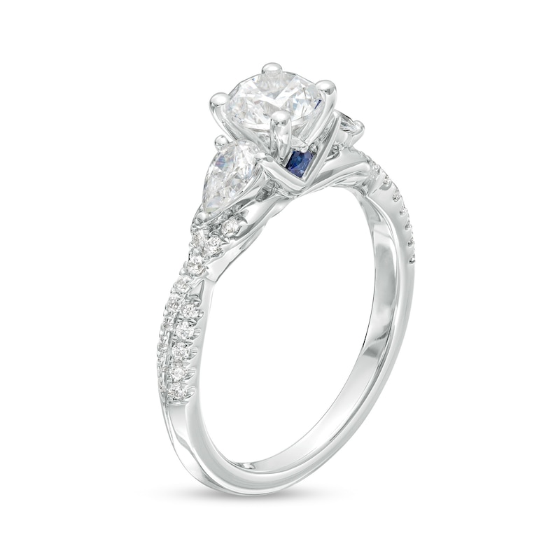Vera Wang Love Collection 1-1/3 CT. T.W. Round and Pear-Shaped Diamond Three Stone Engagement Ring in 14K White Gold