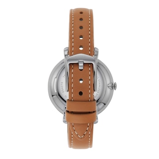 law Perversion Patois Ladies' Fossil Jacqueline Two-Tone Brown Leather Strap Watch with Blue Dial  (Model: ES4274) | Zales