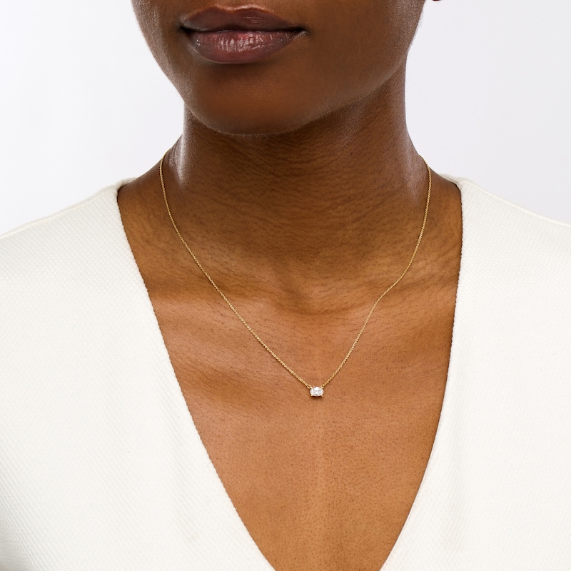 1/3 CT. Certified Oval Lab-Created Diamond Solitaire Necklace in 14K Gold (F/SI2)