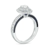 Thumbnail Image 2 of Vera Wang Love Collection 1 CT. T.W. Oval Multi-Diamond and Blue Sapphire Engagement Ring in 14K White Gold