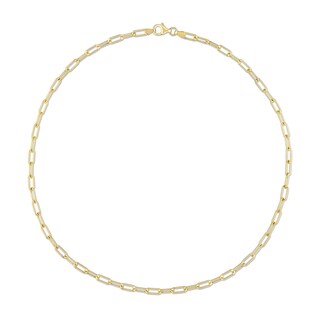 3.5mm Paper Clip Chain Necklace in Sterling Silver with Yellow Rhodium