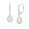 Thumbnail Image 0 of Pear-Shaped White Lab-Created Sapphire Frame Drop Earrings in Sterling Silver