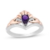 Thumbnail Image 0 of Enchanted Disney Ariel Amethyst and 1/15 CT. T.W. Diamond Seashell Ring in Sterling Silver and 10K Rose Gold