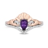 Thumbnail Image 3 of Enchanted Disney Ariel Amethyst and 1/15 CT. T.W. Diamond Seashell Ring in Sterling Silver and 10K Rose Gold