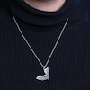 Thumbnail Image 2 of Black and White Diamond Accent Beaded Tilted Bat Drop Pendant in Sterling Silver and Black Rhodium