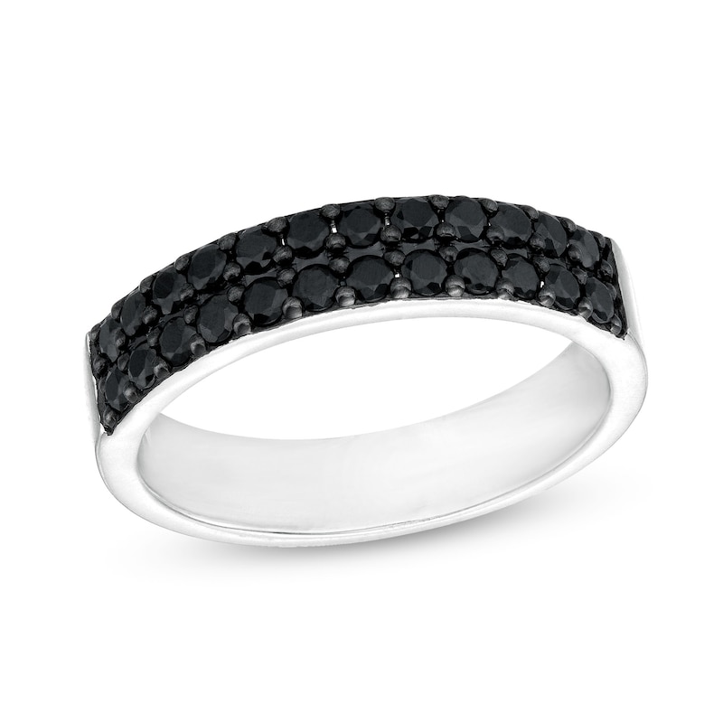 Vera Wang Men 1 CT. T.W. Black Diamond Double Row Band in Sterling Silver