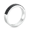 Thumbnail Image 2 of Vera Wang Men 1 CT. T.W. Black Diamond Double Row Band in Sterling Silver