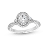 Thumbnail Image 0 of Vera Wang Love Collection 7/8 CT. T.W. Oval Diamond Frame Vintage-Style Engagement Ring in 14K White Gold (I/SI2)