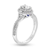 Thumbnail Image 1 of Vera Wang Love Collection 7/8 CT. T.W. Oval Diamond Frame Vintage-Style Engagement Ring in 14K White Gold (I/SI2)