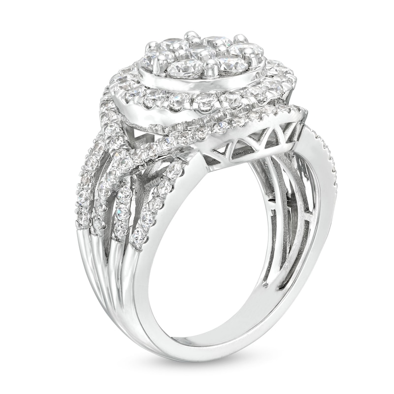 2 CT. T.W. Certified Multi Lab-Created Diamond Tiered Frame Ring in 14K White Gold (F/SI2)