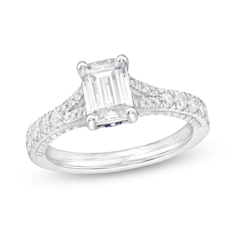 Vera Wang Love Collection Certified Emerald-Cut Center Diamond 1-1/2 CT. T.W. Engagement Ring in 14K White Gold (I/SI2)