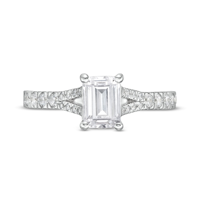 Vera Wang Love Collection Certified Emerald-Cut Center Diamond 1-1/2 CT. T.W. Engagement Ring in 14K White Gold (I/SI2)