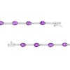 Thumbnail Image 1 of Pear-Shaped Amethyst and White Lab-Created Sapphire Station Line Bracelet in Sterling Silver - 7.25"