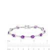 Thumbnail Image 2 of Pear-Shaped Amethyst and White Lab-Created Sapphire Station Line Bracelet in Sterling Silver - 7.25"