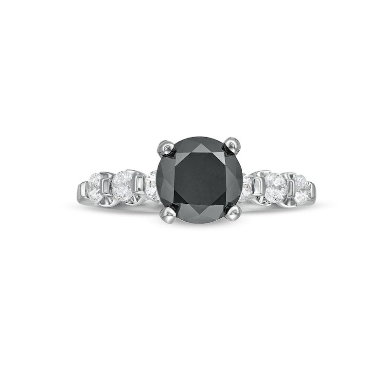 2-3/8 CT. T.W. Black and White Diamond Tension Engagement Ring in 14K White Gold
