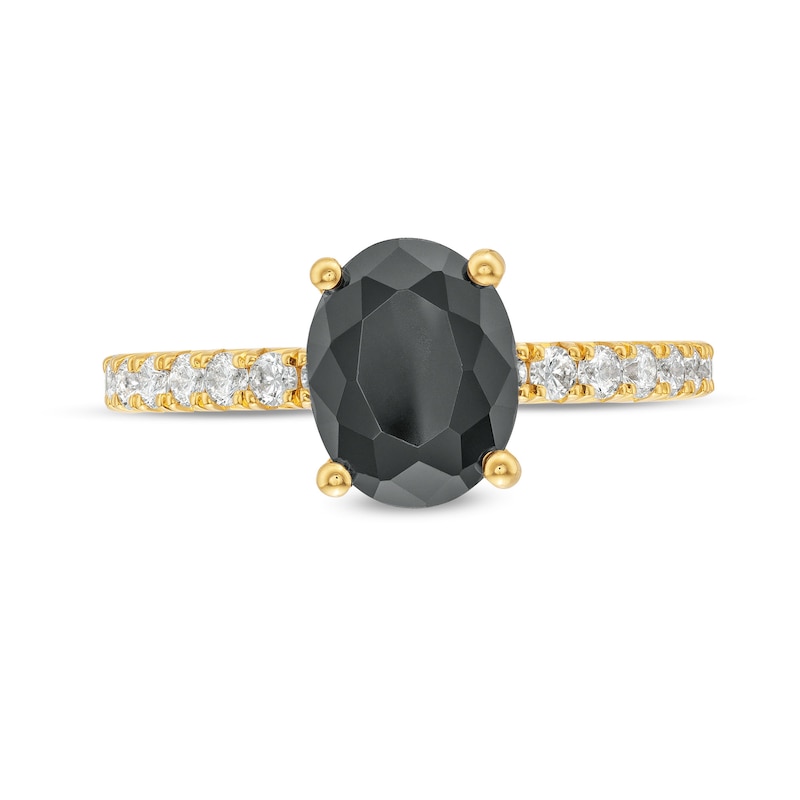 2-5/8 CT. T.W. Oval Black and White Diamond Engagement Ring in 14K Gold