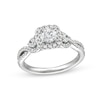 Thumbnail Image 0 of 1 CT. T.W. Diamond Cushion Frame Split Shank Past Present Future® Engagement Ring in 14K White Gold (I/I2)