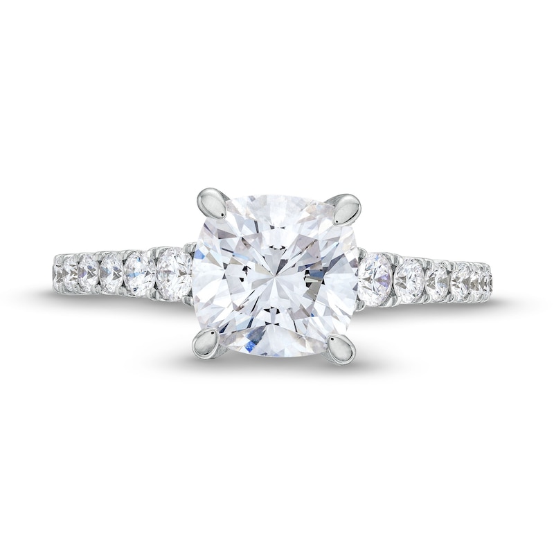 TRUE Lab-Created Diamonds by Vera Wang Love 2-3/4 CT. T.W. Cushion-Cut Diamond Engagement Ring in 14K White Gold (F/VS2)