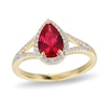 Thumbnail Image 0 of Pear-Shaped Lab-Created Ruby and White Sapphire Ring in Sterling Silver with 18K Gold Plate