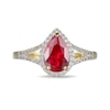 Thumbnail Image 2 of Pear-Shaped Lab-Created Ruby and White Sapphire Ring in Sterling Silver with 18K Gold Plate