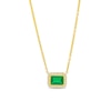Thumbnail Image 0 of Sideways Emerald-Cut Lab-Created Emerald and White Lab-Created Sapphire Frame Necklace in 10K Gold - 17"