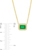 Thumbnail Image 2 of Sideways Emerald-Cut Lab-Created Emerald and White Lab-Created Sapphire Frame Necklace in 10K Gold - 17"