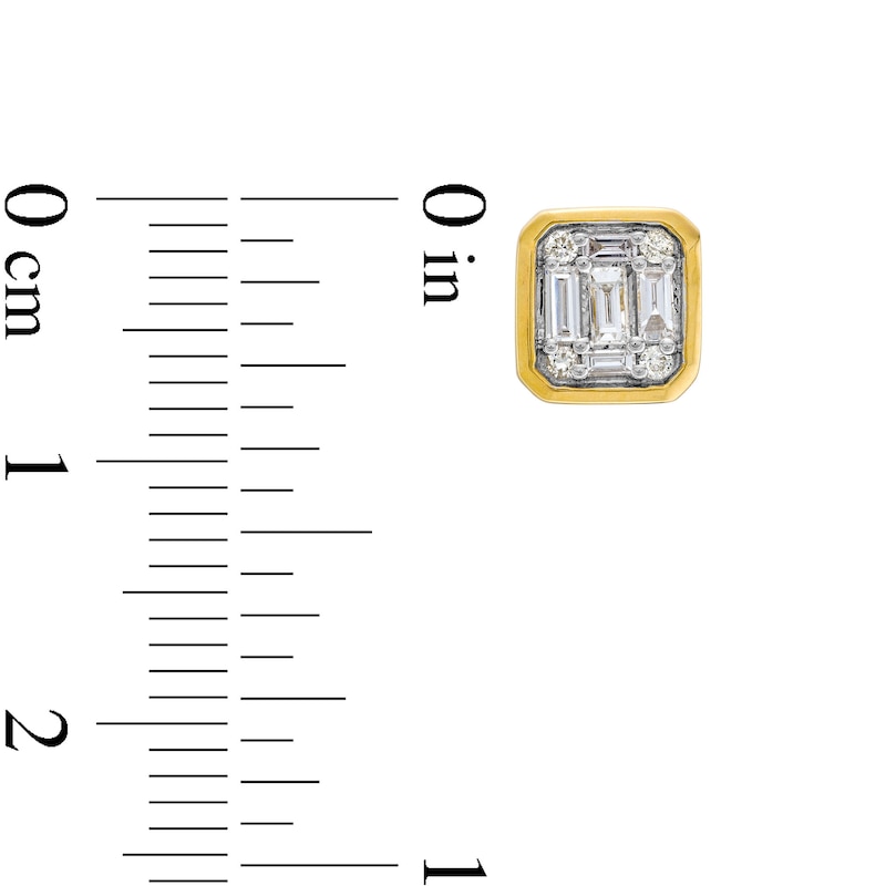 3/8 CT. T.W. Cushion-Shaped Multi-Diamond Stud Earrings in 10K Gold