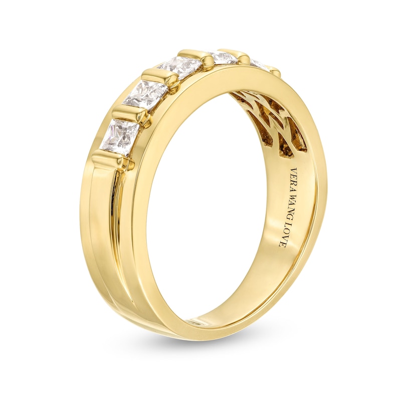 Vera Wang Love Collection Men's 1 CT. T.W. Square Diamond Five Stone Wedding Band in 14K Gold