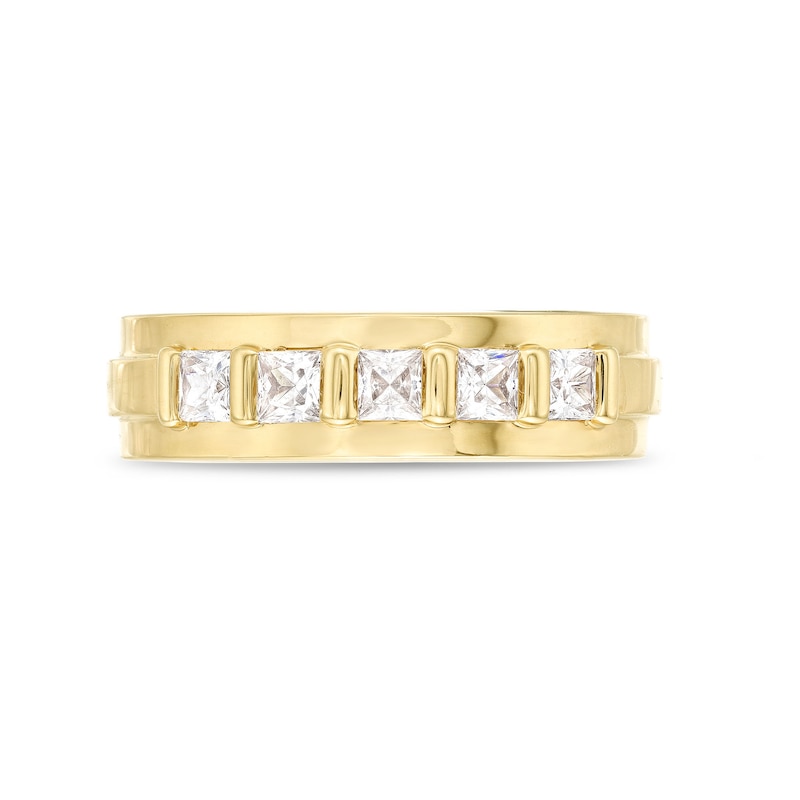 Vera Wang Love Collection Men's 1 CT. T.W. Square Diamond Five Stone Wedding Band in 14K Gold