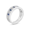 Thumbnail Image 2 of Vera Wang Love Collection Men's Baguette Blue Sapphire and 1/8 CT. T.W. Diamond Band in 14K White Gold
