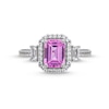 Thumbnail Image 3 of Emerald-Cut Pink and White Lab-Created Sapphire Framed Ring in Sterling Silver