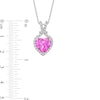 Thumbnail Image 2 of 10.0mm Heart-Shaped Pink and White Lab-Created Sapphire Frame Pendant in Sterling Silver