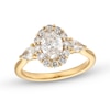 Thumbnail Image 0 of 1-3/4 CT. T.W. Oval Diamond Frame Leaf-Sides Engagement Ring in 14K Gold