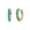Thumbnail Image 0 of Lab-Created Emerald Huggie Hoop Earrings in 10K Gold