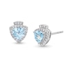 Thumbnail Image 0 of Trillion-Cut Aquamarine and White Lab-Created Sapphire Stud Earrings in Sterling Silver