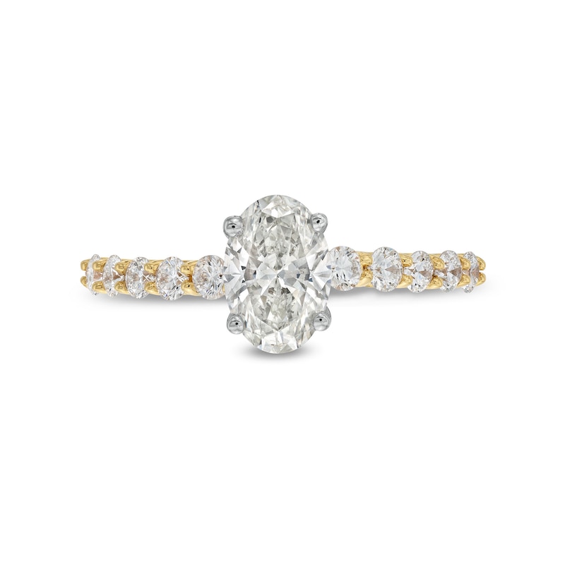 1-1/2 CT. T.W. Certified Oval Lab-Created Diamond Engagement Ring in 14K Gold (I/SI2)