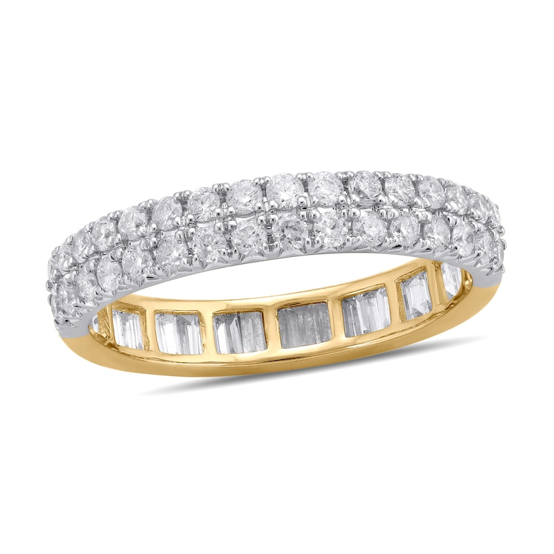 1 CT. T.W. Lab-Created Diamond Double-Sided Ring in Sterling Silver and 14K Gold Plate (F/SI2)
