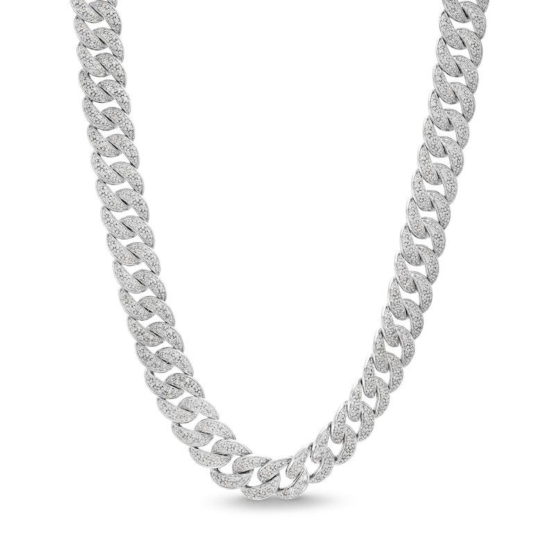 5 CT. T.W. Diamond Cuban Curb Chain Necklace in Sterling Silver - 22"
